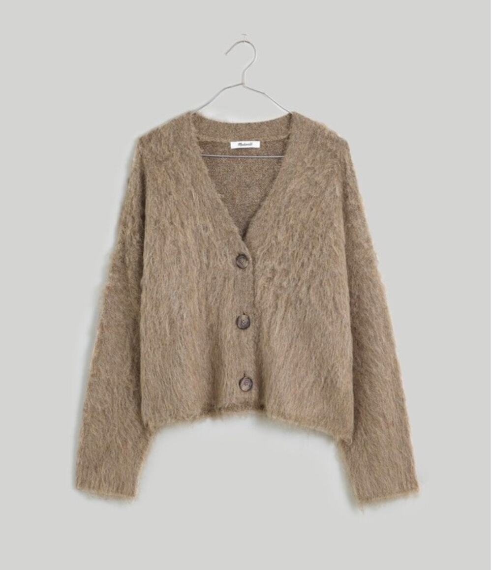 Madewell Brushed V-Neck Cardigan Sweater Small Alpaca Wool Blend womens